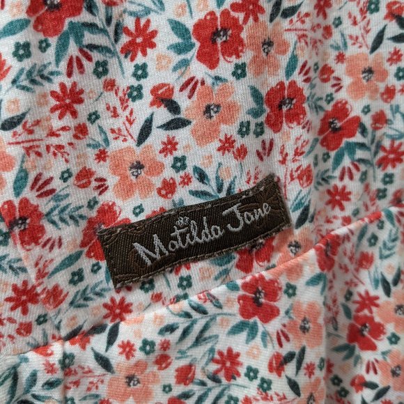 Matilda Jane Womens Tunic Top S Sing It Out Swing V-neck Peach Pink Floral - Picture 6 of 10